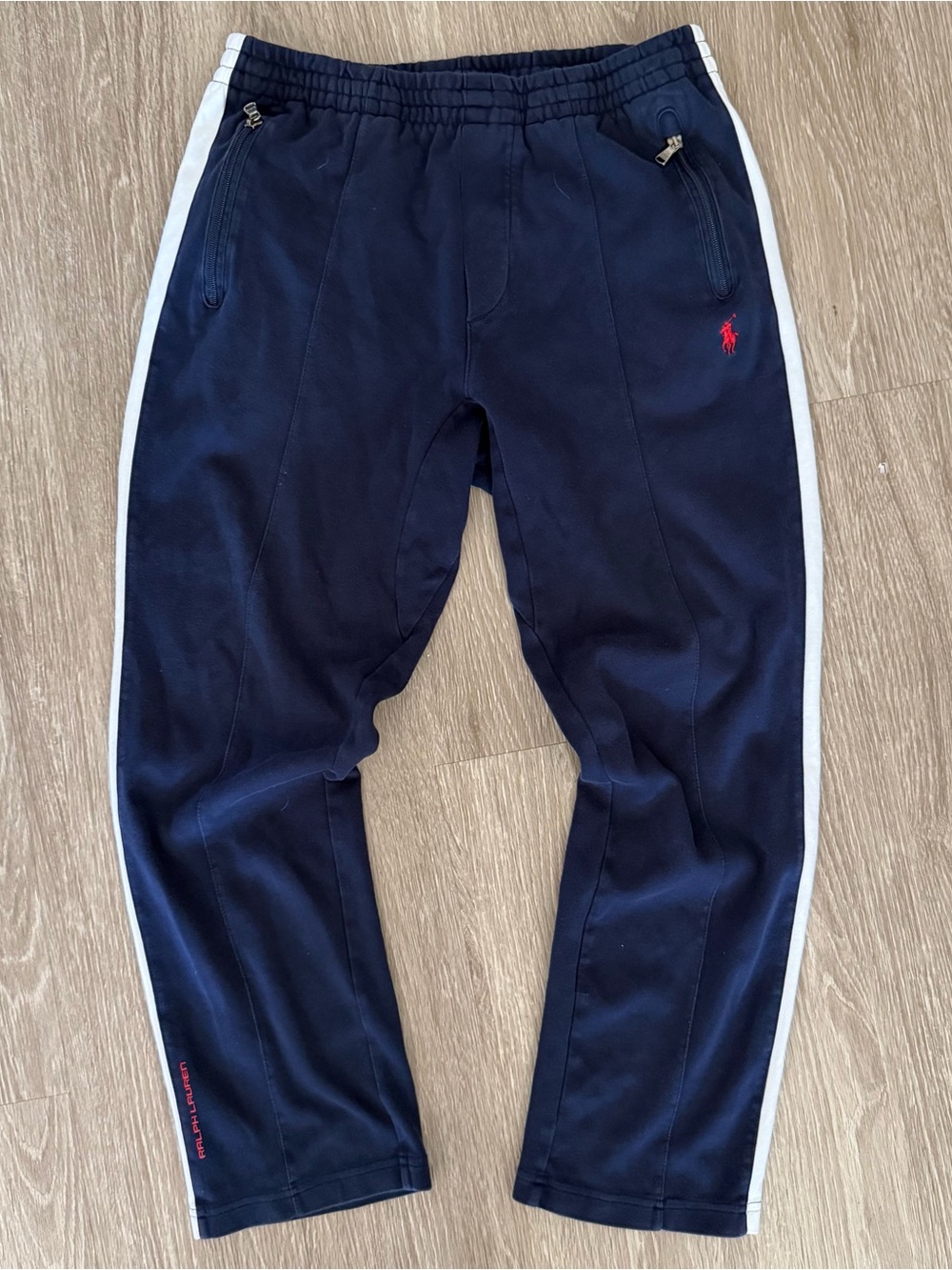 Polo Ralph Lauren Navy Track Pants with White Side Stripe S